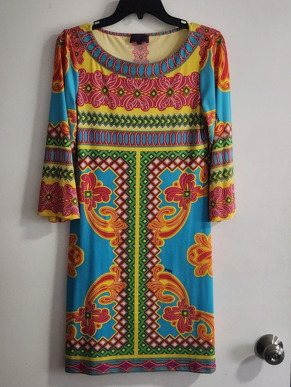 Hale Bob Tunic Dress Size S 3/4 Sleeve Boho Luxe Resort Vacation Kaftan